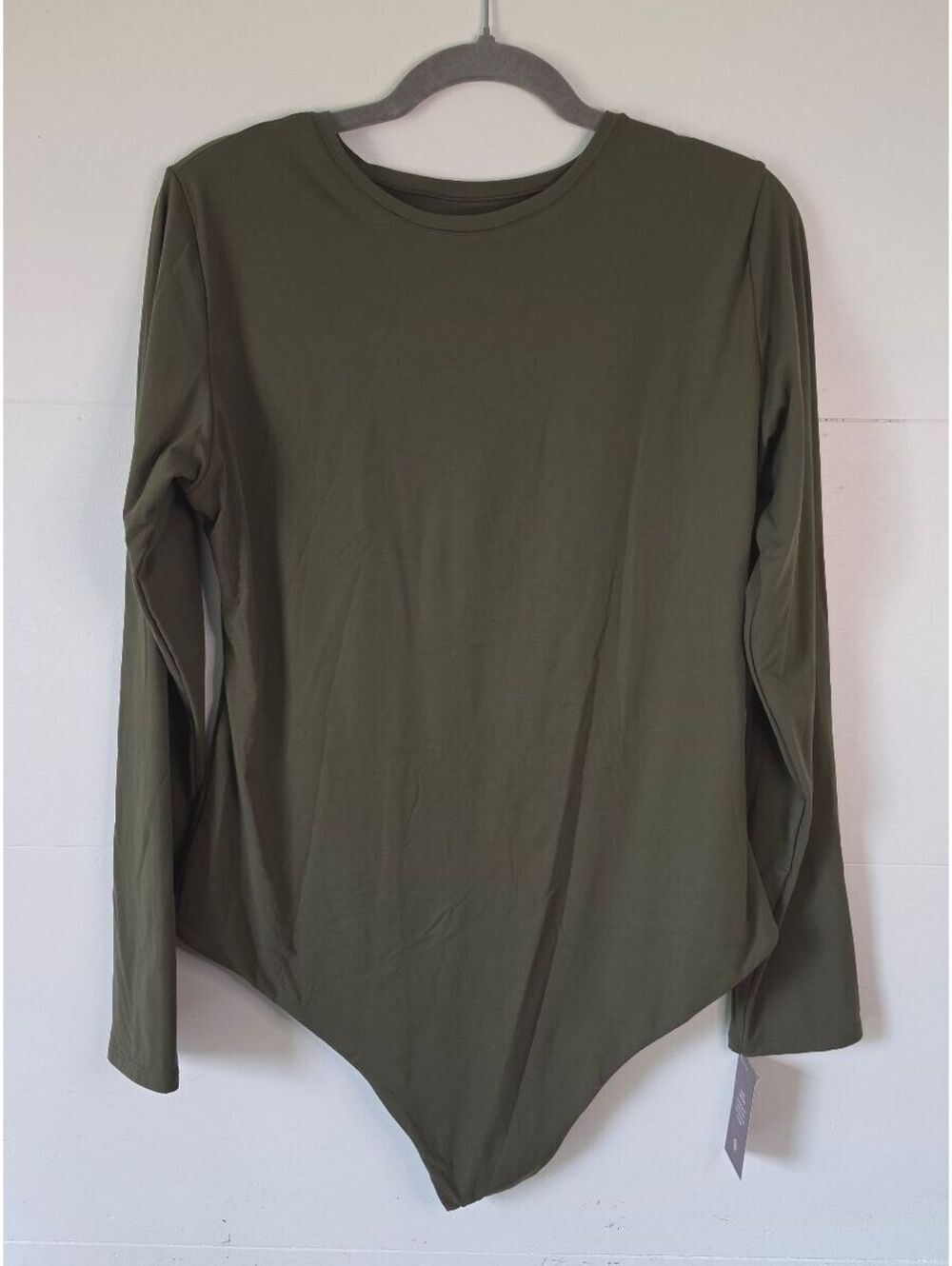 NWT Auden Luxury Collection Long Sleeve Bodysuit Olive Green, thong, XXL